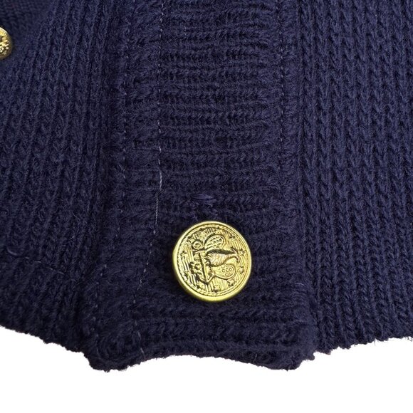 College Point Vintage Navy Gold Buttons Pockets Knit Granny Cardigan Sweater XXL - Picture 3 of 7